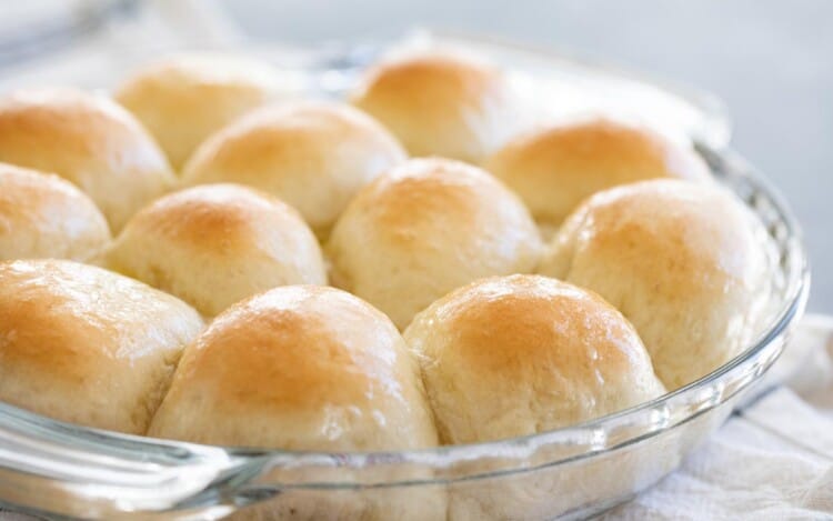 dish of freshly baked dinner rolls