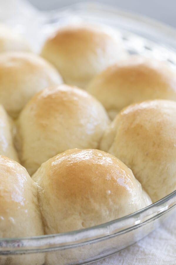 dish of dinner rolls