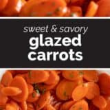 glazed carrots with text in the center