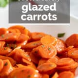 glazed carrots with text overlay