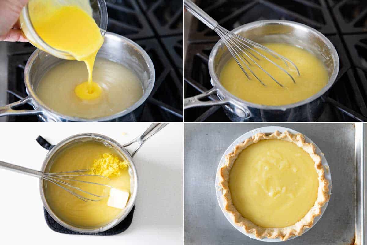 making lemon meringue pie filling