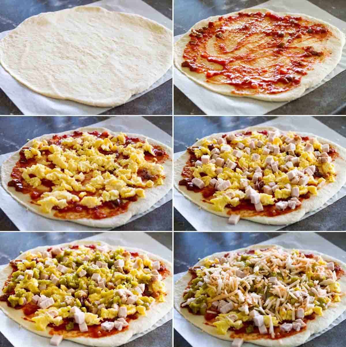 steps to make Mexican Turkey Breakfast Pizza