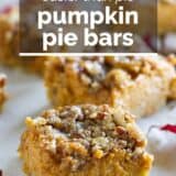 pumpkin pie bars with text overlay