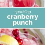 sparkling cranberry punch with text in the middle