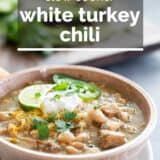 white turkey chili with text overlay