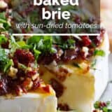 Baked Brie with Sun-Dried Tomatoes with text overlay