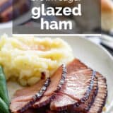 brown sugar glazed ham with text overlay