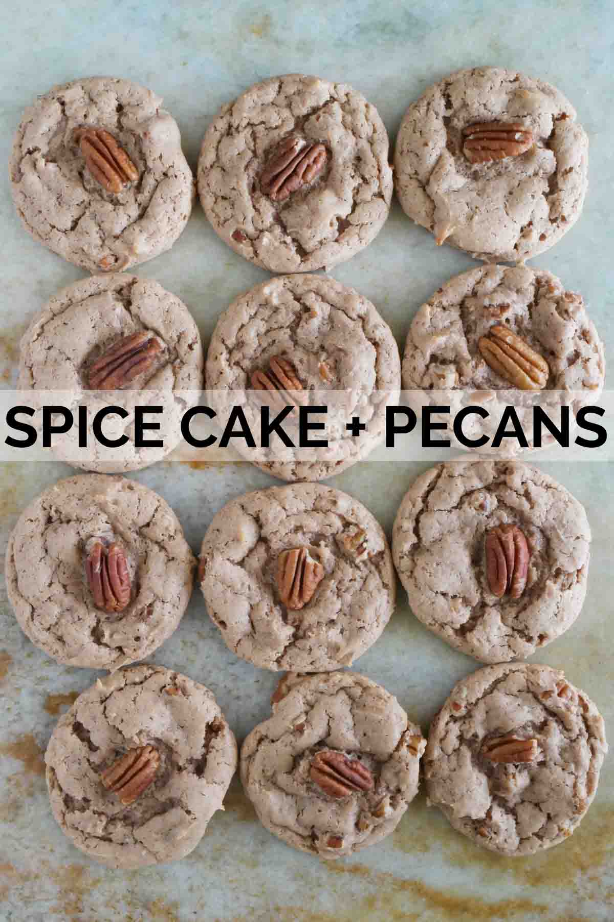Cake mix cookies made from spice cake mix and pecans