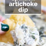 Spinach Artichoke Dip with text overlay