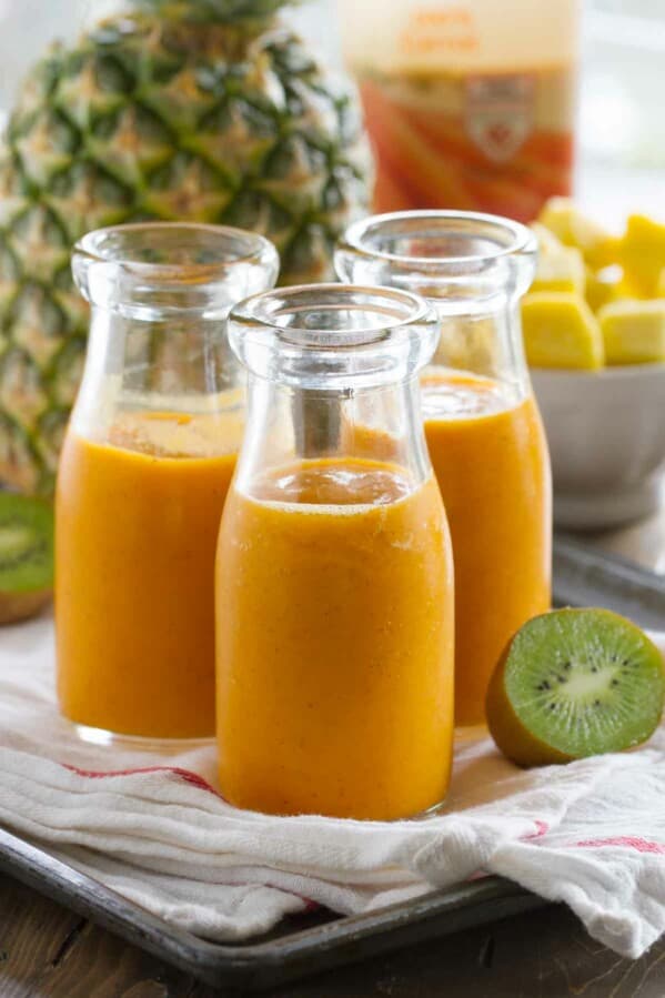 glasses of tropical carrot smoothie