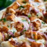 slice of bbq chicken pizza