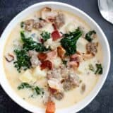 overhead view of zuppa toscana soup