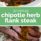 Chipotle Flank Steak with text in the center