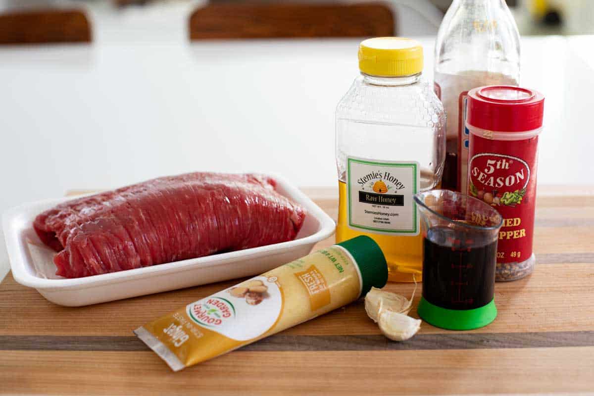 ingredients for flank steak marinade