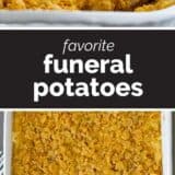 Funeral Potatoes with text in the center