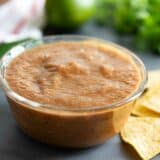 bowl of Homemade Salsa with chips on the side