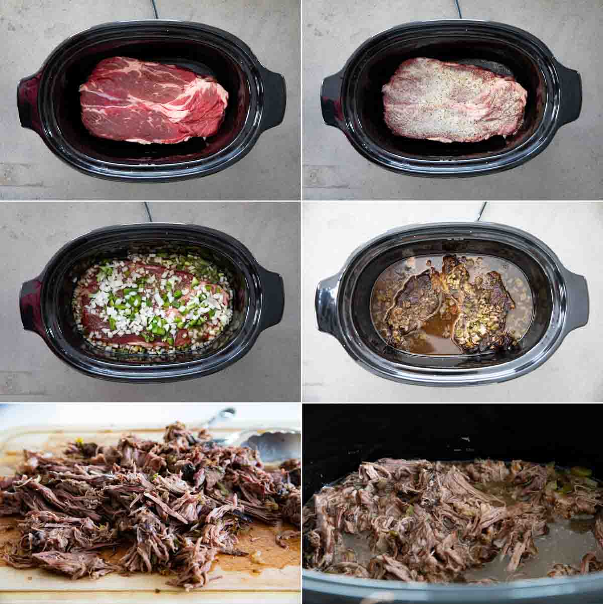 steps to make the beef in a slow cooker for Italian beef sandwiches