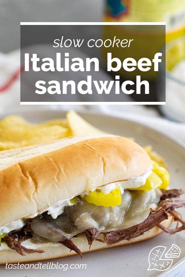 Italian Beef Sandwiches with text overlay