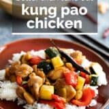 Kung Pao Chicken with text overlay