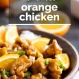 Orange Chicken with text overlay