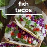 Baja Fish Tacos with text overlay