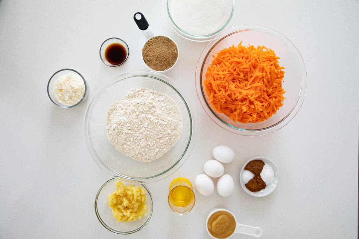 ingredients to make carrot cake