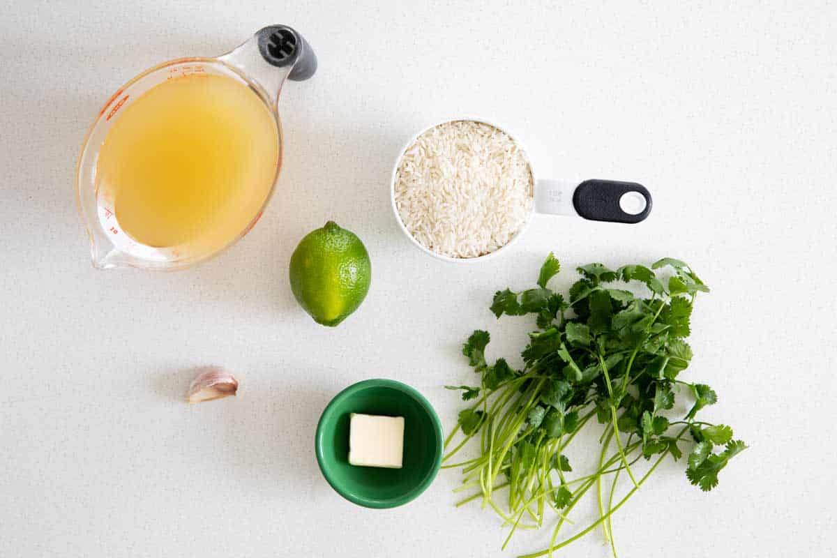 ingredients to make cilantro lime rice