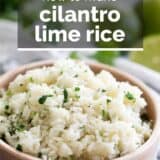 Cilantro Lime Rice with text overlay