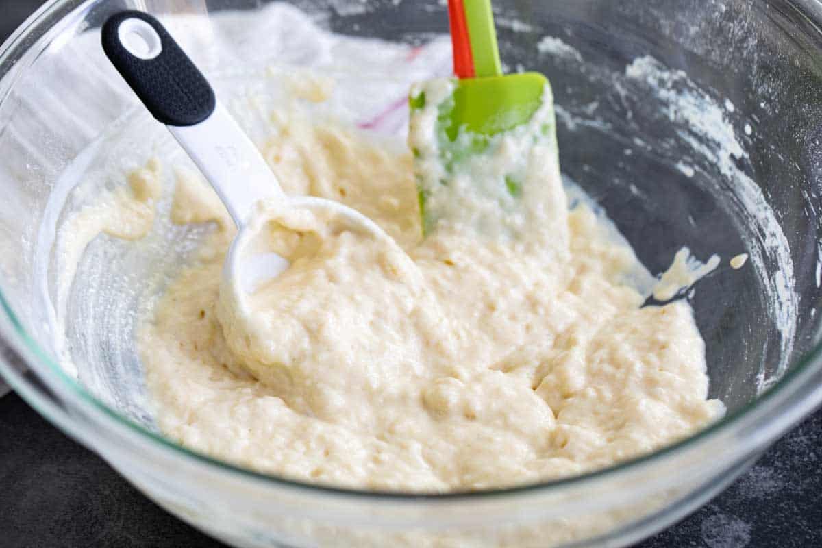 pancake batter in a large bowl