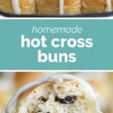 hot cross buns with text in the middle