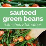 Sauteed Green Beans with text in the center