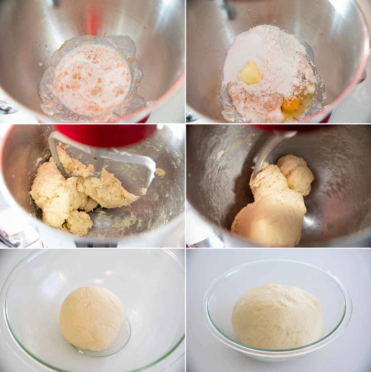 steps for making the dough for sticky buns
