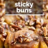 sticky buns with text overlay