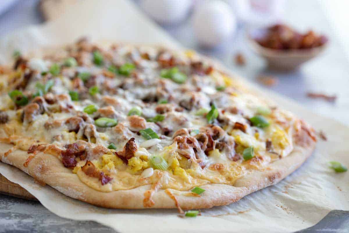 whole finished breakfast pizza