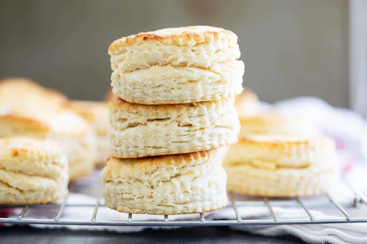 stack of homemade buttermilk biscuits