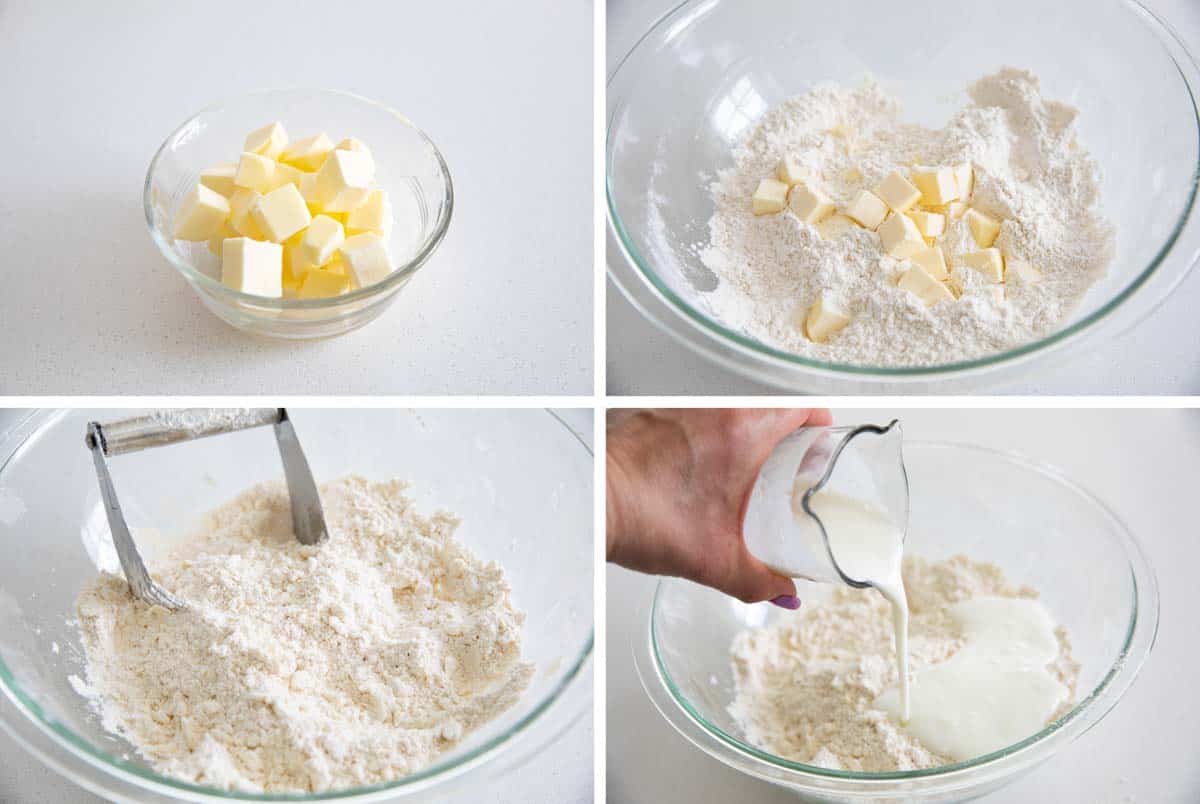 making the dough for buttermilk biscuits