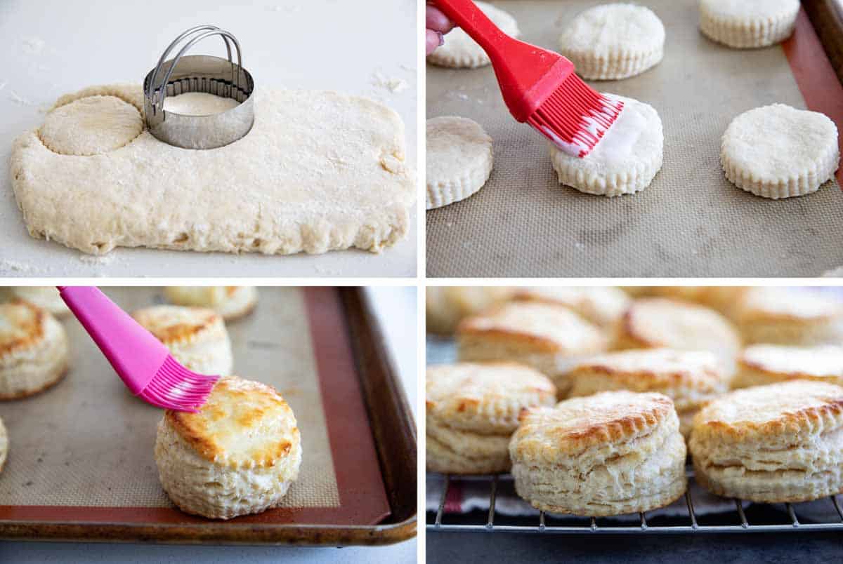 cutting and baking biscuits