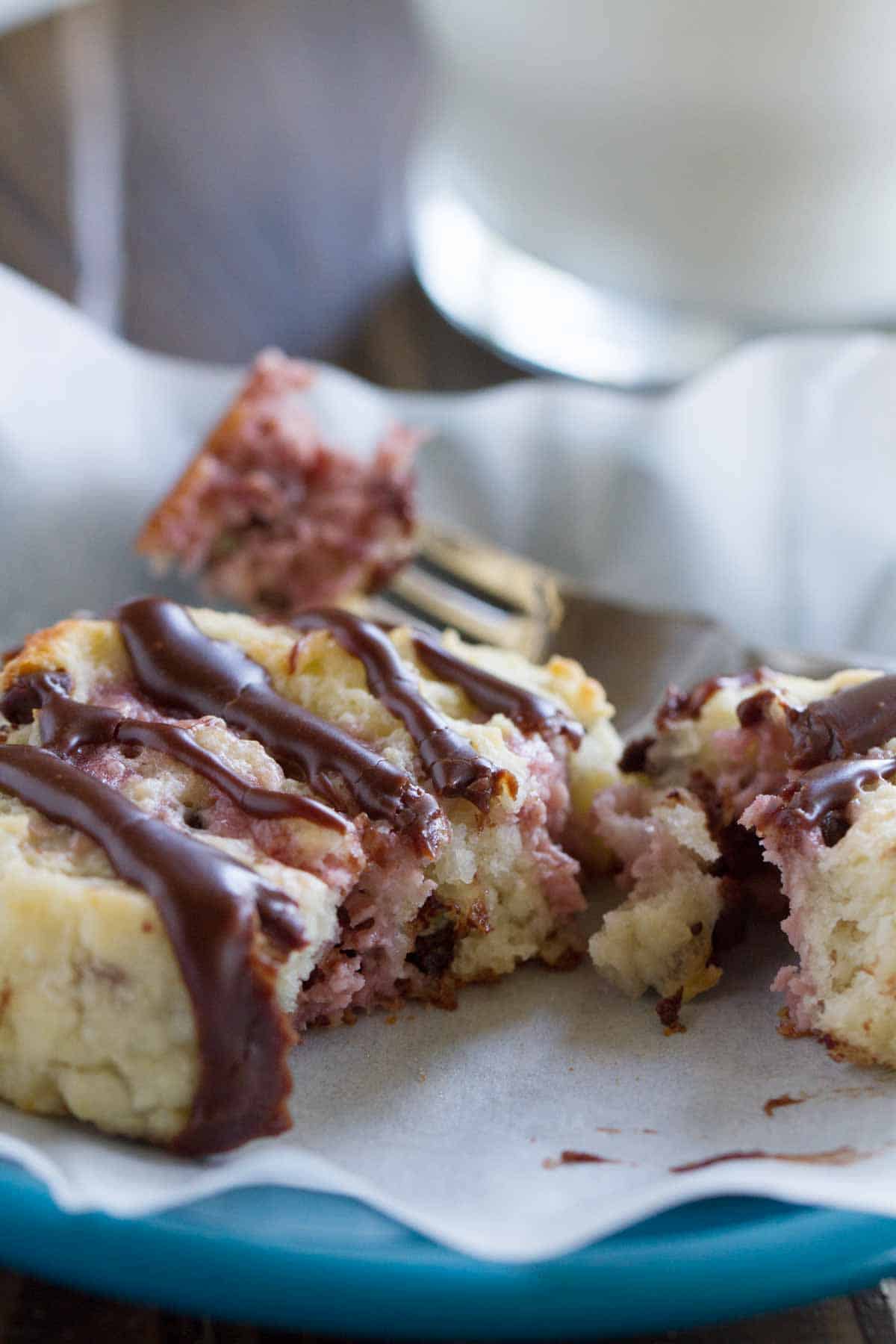 chocolate chip biscuit cut in half