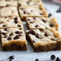 Chocolate Chip Cookie Bars cut into squares