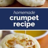 Crumpets with text in the middle
