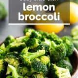 Lemon Broccoli with text overlay