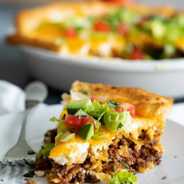 slice of taco pie on a plate