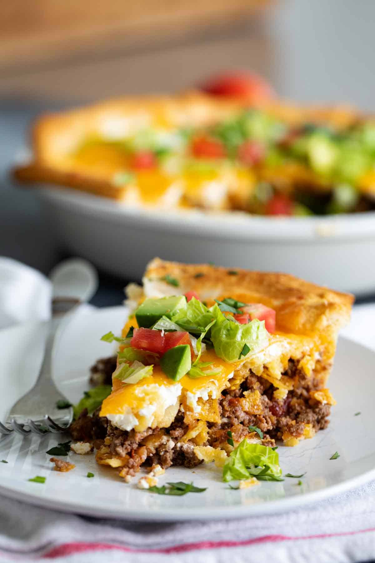 slice of taco pie on a plate