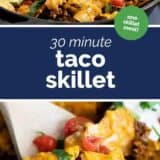 Taco Skillet with text in the center