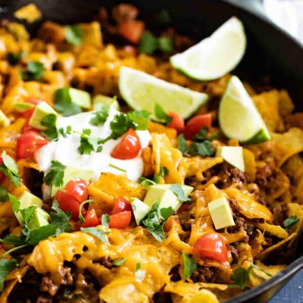 cast iron skillet filled with taco skillet