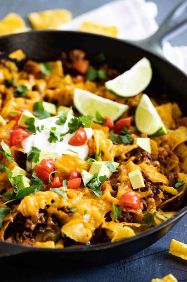 cast iron skillet filled with taco skillet