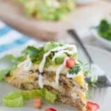 slice of taco tortilla stack on a plate