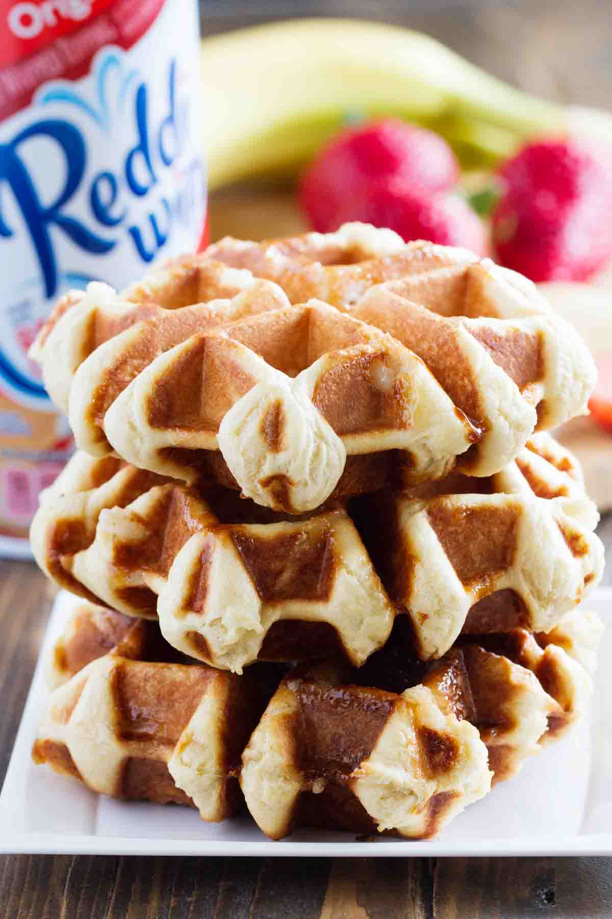 Stack of 3 Liege Waffles on a plate