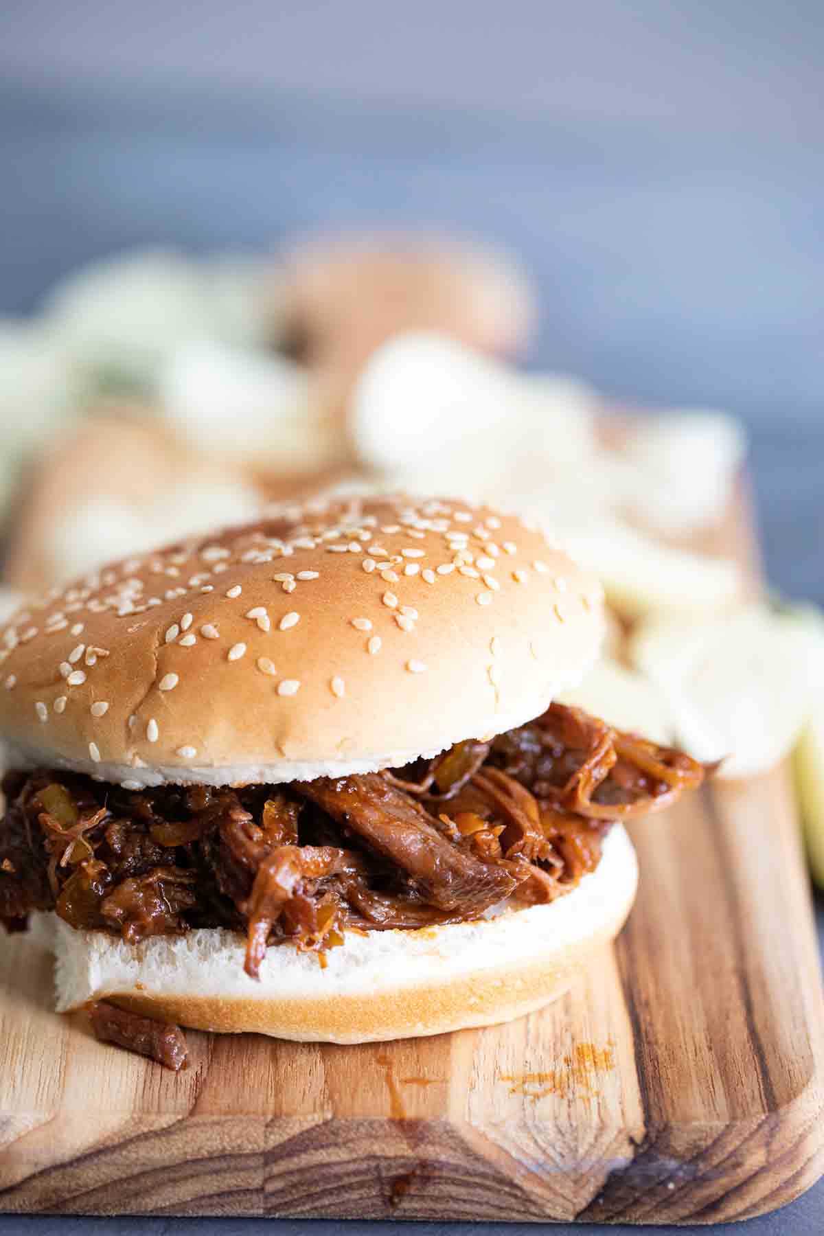 slow cooker bbq beef on a bun