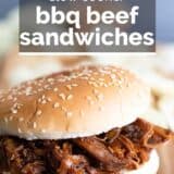 Slow Cooker BBQ Beef Sandwich with text overlay